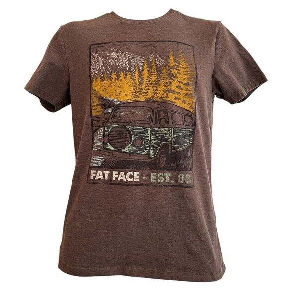 Fat Face T Shirt Extra Small Brown T Shirt Volkswagen Bus Outdoor Graphic - Picture 1 of 6
